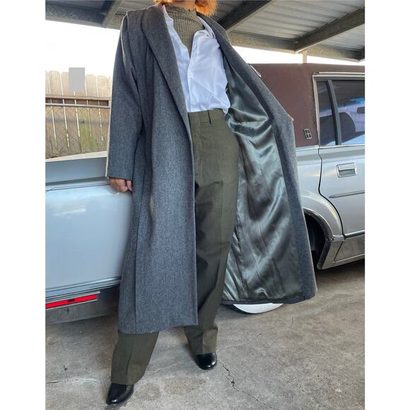 🔥Vintage MJ Seattle USA Made 100% Merino Wool Belted Classic Overcoat Size 6P - Picture 5 of 16